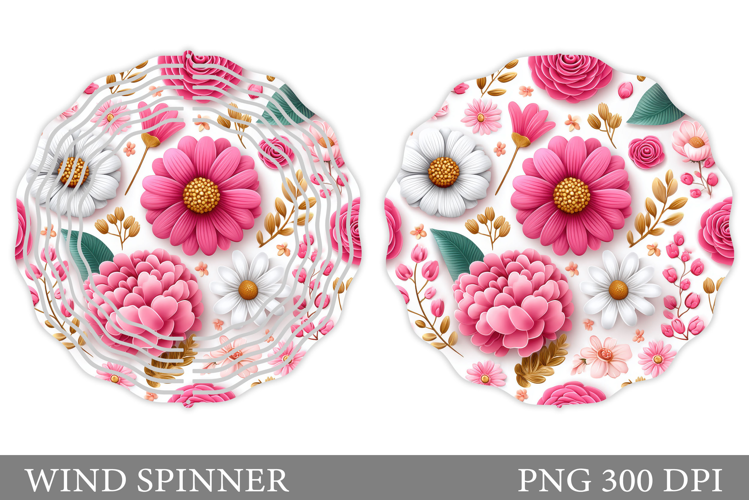Flowers Wind Spinner Design. Floral Wind Spinner Sublimation