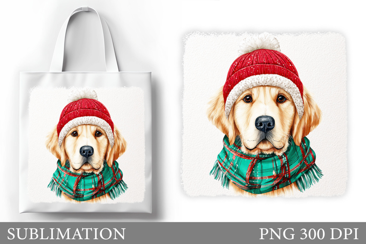 Christmas Dog Tote Bag. Christmas Dog Sublimation