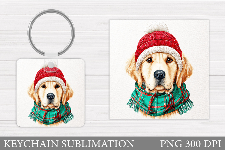 Christmas Dog Keychain. Christmas Keychain Sublimation