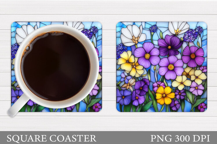 Wildflowers Coaster Design. Flowers Coaster Sublimation example image 1