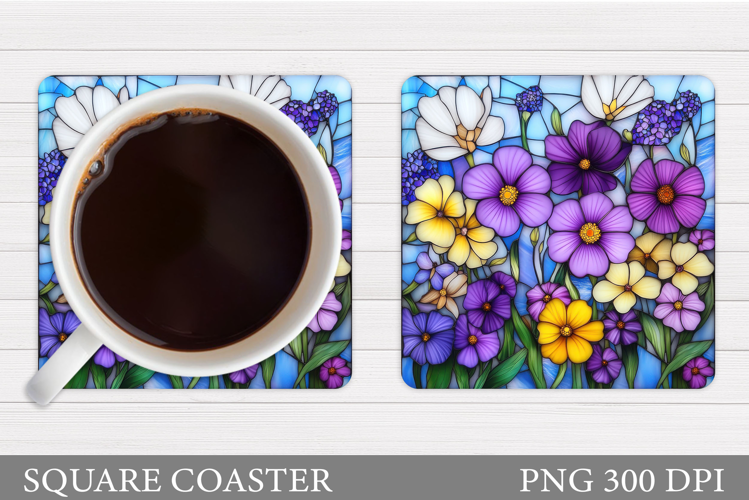 Wildflowers Coaster Design. Flowers Coaster Sublimation