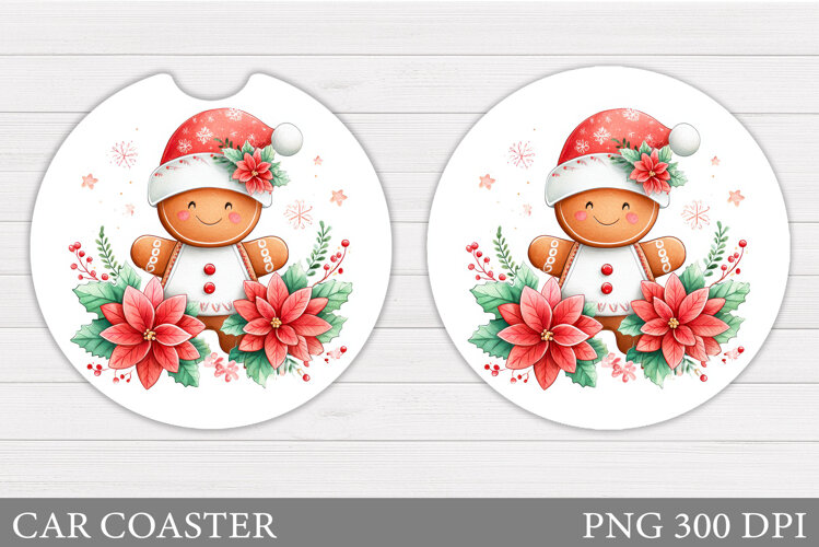 Gingerbread Car Coaster. Christmas Car Coaster Sublimation example image 1