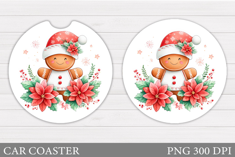 Gingerbread Car Coaster. Christmas Car Coaster Sublimation