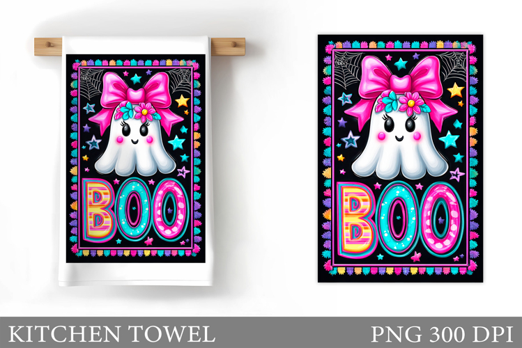 Cute Ghost Kitchen Towel. Cute Halloween Kitchen Towel