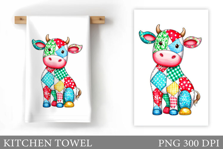 Christmas Cow Kitchen Towel Design. Christmas Kitchen Towel example image 1