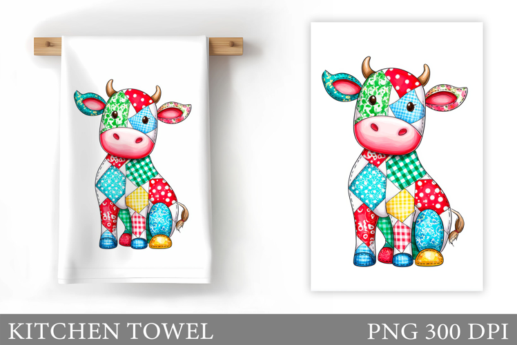 Christmas Cow Kitchen Towel Design. Christmas Kitchen Towel