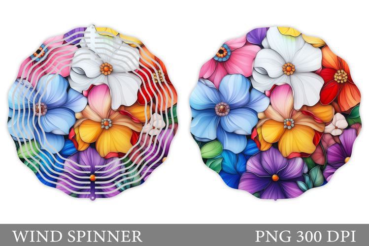 Floral Wind Spinner Sublimation. Flowers Wind Spinner Design