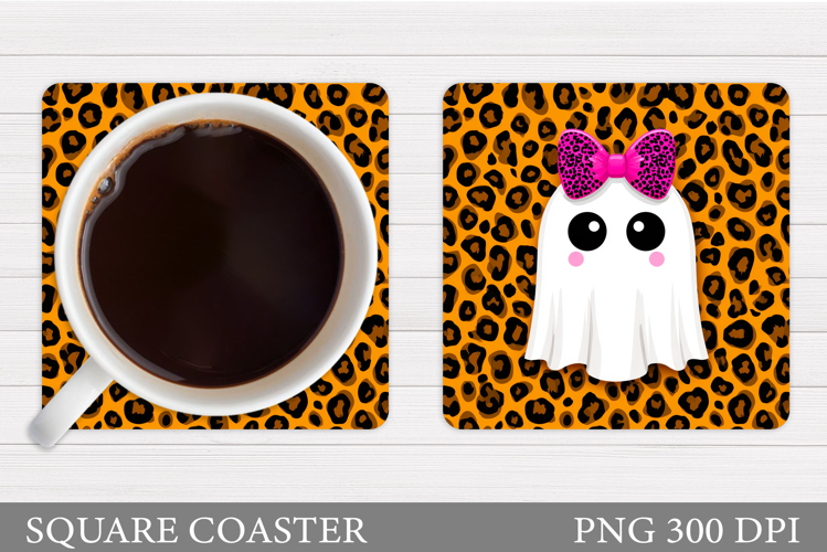 Cute Ghost Coaster Design. Cute Halloween Sublimation