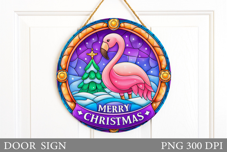 Christmas Flamingo Door Sign. Christmas Door Sign Design