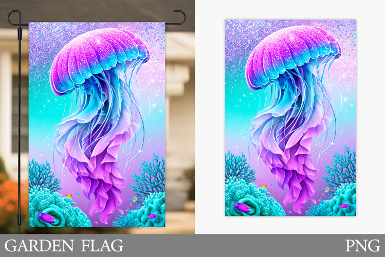 Jellyfish Garden Flag Design. Jellyfish Sublimation example image 1