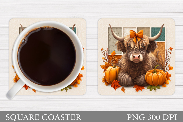 Fall Cow Coaster Design. Fall Coaster Sublimation
