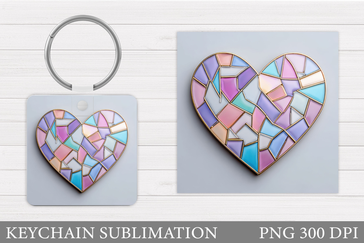 Heart Keychain Design. Valentine Keychain Sublimation