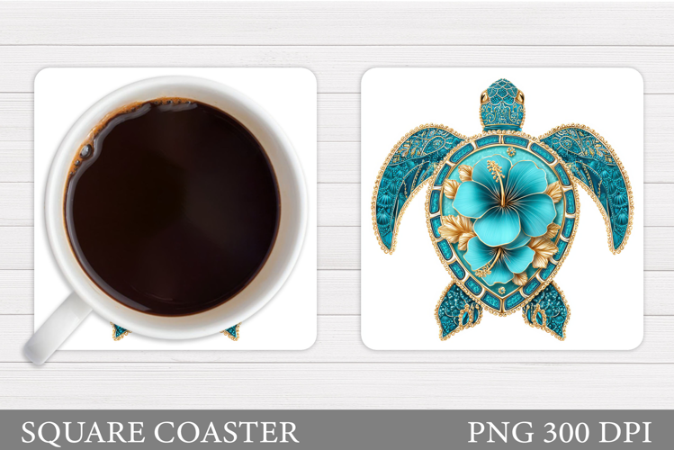 Turtle Square Coaster Design. Sea Turtle Coaster Sublimation