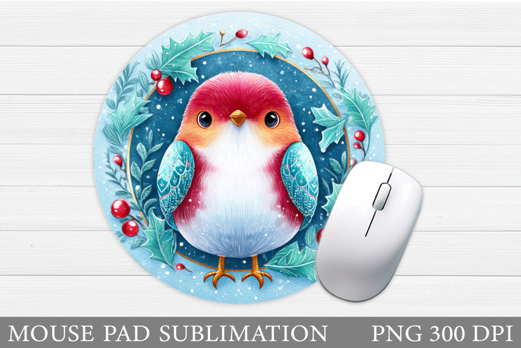 Christmas Bird Mouse Pad. Christmas Mouse Pad Sublimation