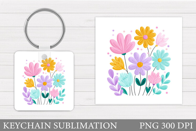 Flowers Keychain Design. Floral Keychain Sublimation example image 1
