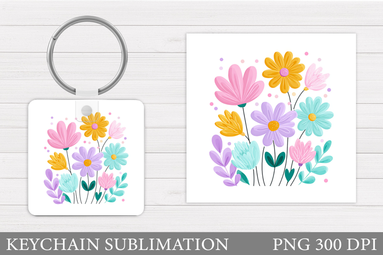 Flowers Keychain Design. Floral Keychain Sublimation