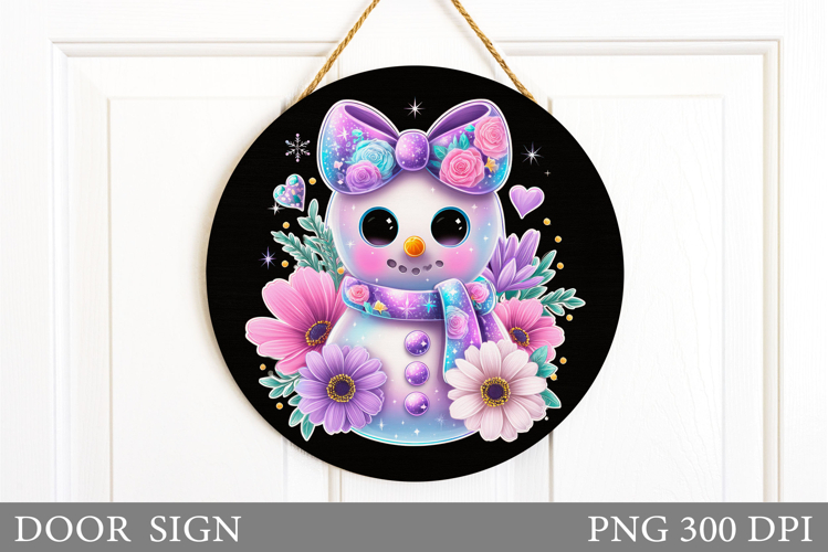 Cute Snowman Door Sign. Christmas Door Sign Sublimation
