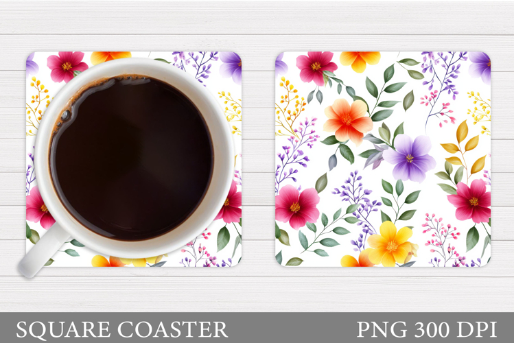 Floral Coaster Design. Flowers Coaster Sublimation