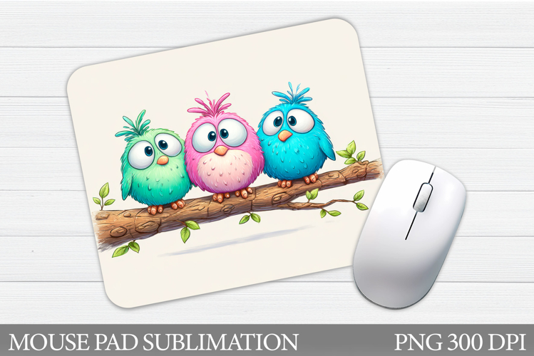 Cute Birds Mouse Pad Design. Funny Birds Mouse Pad