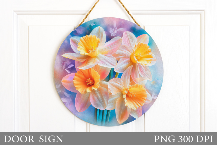 Daffodils Door Sign Sublimation. Flowers Door Sign Design
