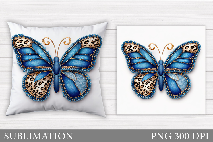 Denim Butterfly Pillow Design. Butterfly Sublimation