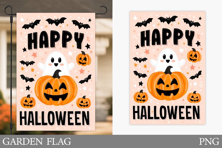 Halloween Garden Flag Design. Halloween Sublimation example image 1