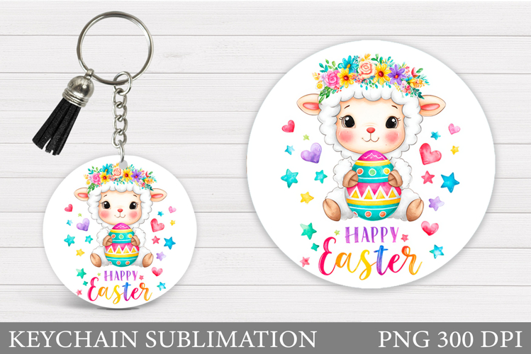 Easter Lamb Keychain Sublimation. Easter Keychain Design