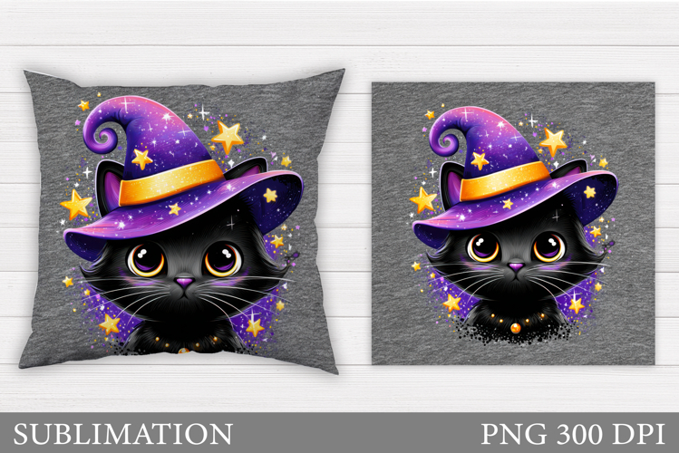Halloween Cat Pillow Design. Cute Halloween Sublimation