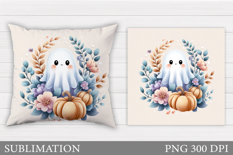 Cute Ghost Pillow Design. Cute Ghost Sublimation