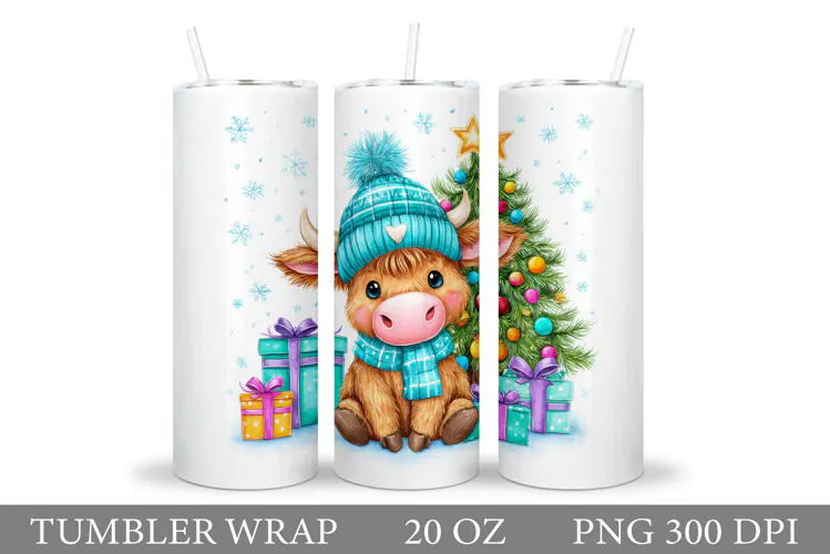 Christmas Cow Tumbler Design. Christmas Tumbler Sublimation