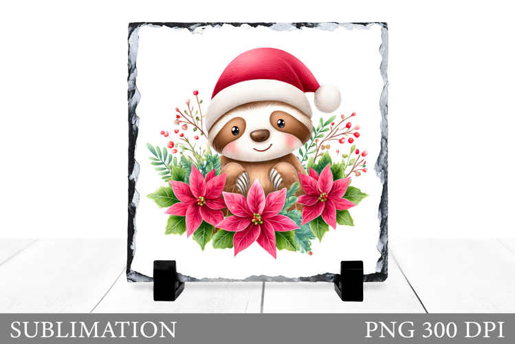 Christmas Sloth Sublimation. Christmas Sloth Slate Design
