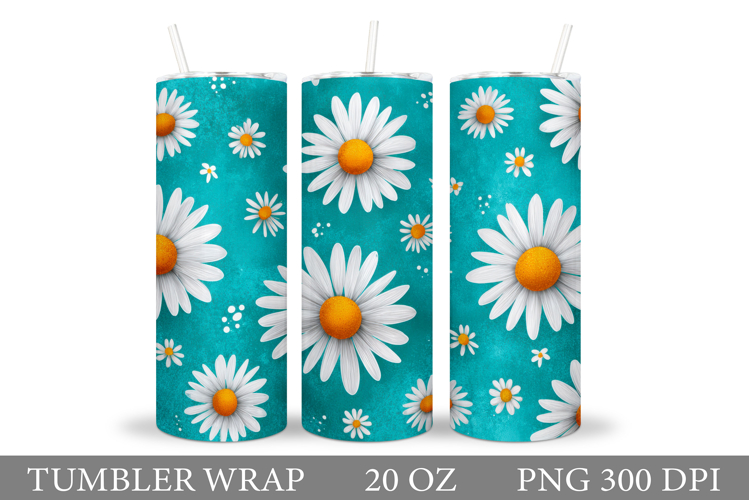 Daisy Flowers Tumbler Design. Flowers Tumbler Sublimation