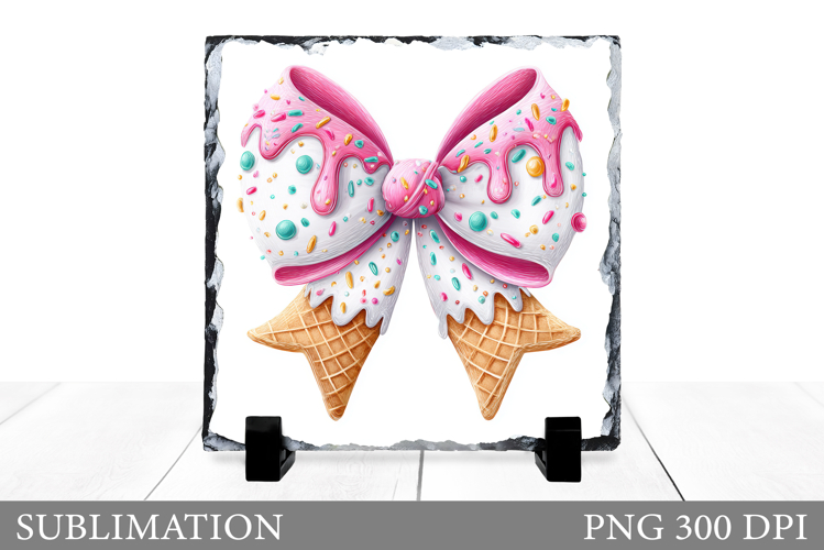 Ice Cream Bow Slate Design. Bow Sublimation