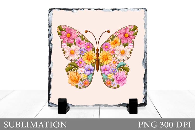 Floral Butterfly Sublimation. Butterfly Slate Design