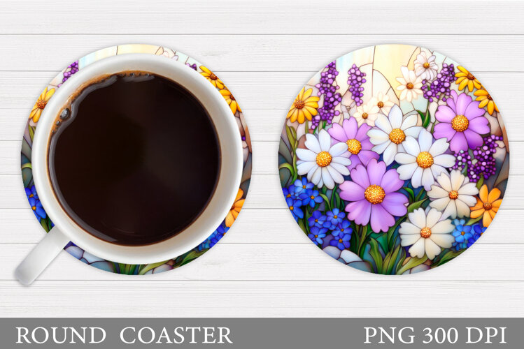 Wildflowers Coaster Design. Flowers Coaster Sublimation example image 1