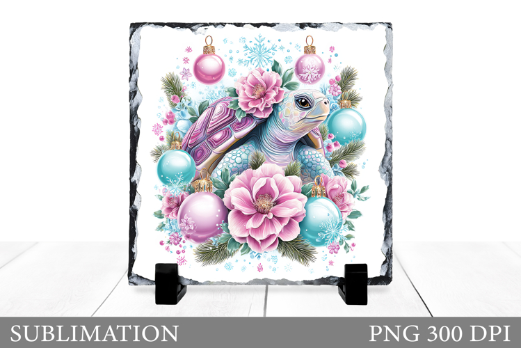 Christmas Turtle Sublimation. Christmas Turtle Slate Design