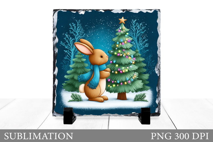 Christmas Bunny Sublimation. Christmas Bunny Slate Design