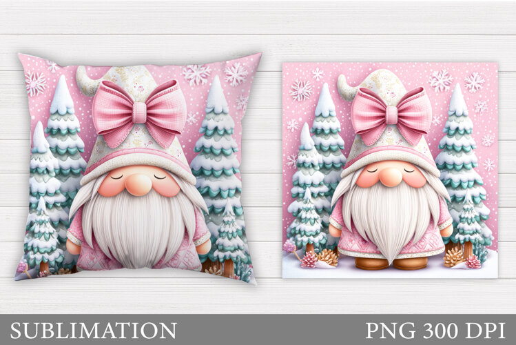 Christmas Gnome Pillow Sublimation. Christmas Pillow Design example image 1