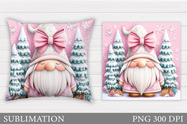 Christmas Gnome Pillow Sublimation. Christmas Pillow Design
