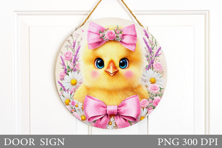 Cute Chick Door Sign Sublimation. Easter Door Sign Design