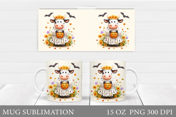 Halloween Cow Mug Design. Halloween Cow Sublimation