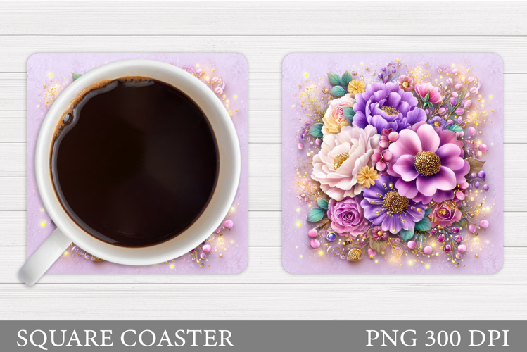 Floral Coaster Design. Flowers Coaster Sublimation