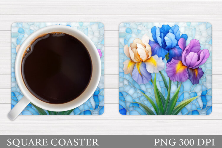 Irises Coaster Sublimation. Floral Coaster Design example image 1
