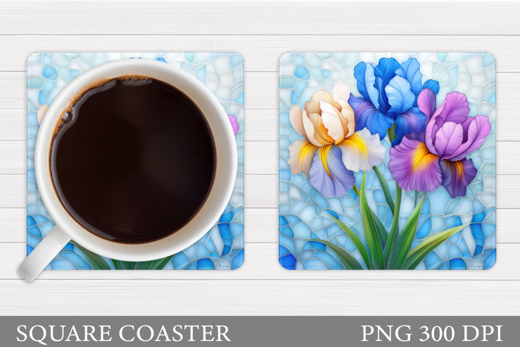 Irises Coaster Sublimation. Floral Coaster Design
