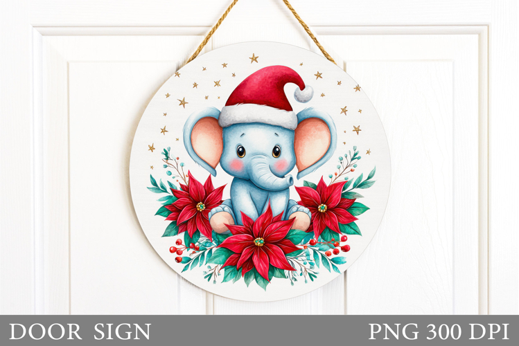Christmas Elephant Door Sign. Christmas Door Sign Design