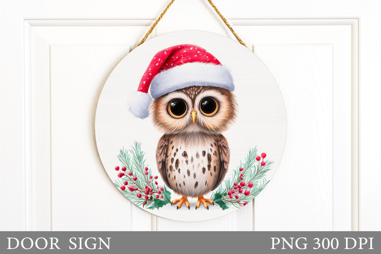 Christmas Owl Door Sign. Christmas Door Sign Sublimation