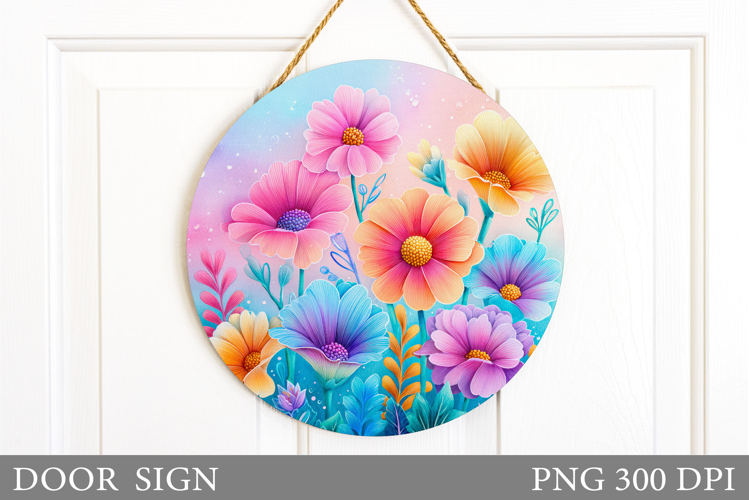 Flowers Door Sign Design. Wildflowers Door Sign Sublimation