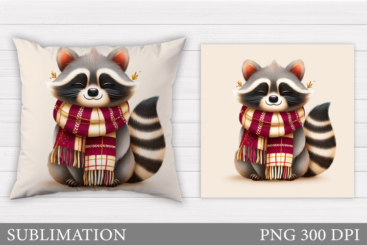 Christmas Raccoon Pillow. Christmas Pillow Sublimation