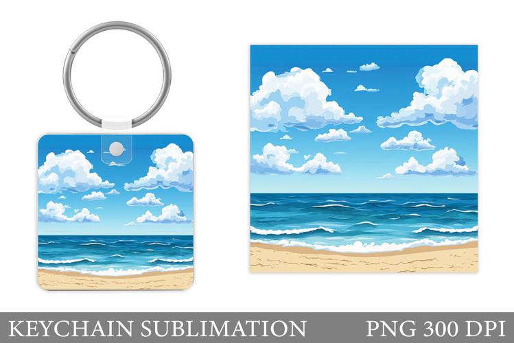 Sea Keychain Sublimation. Beach Keychain Design