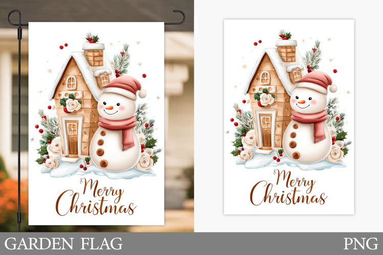 Cute Snowman Garden Flag. Christmas Garden Flag Design
